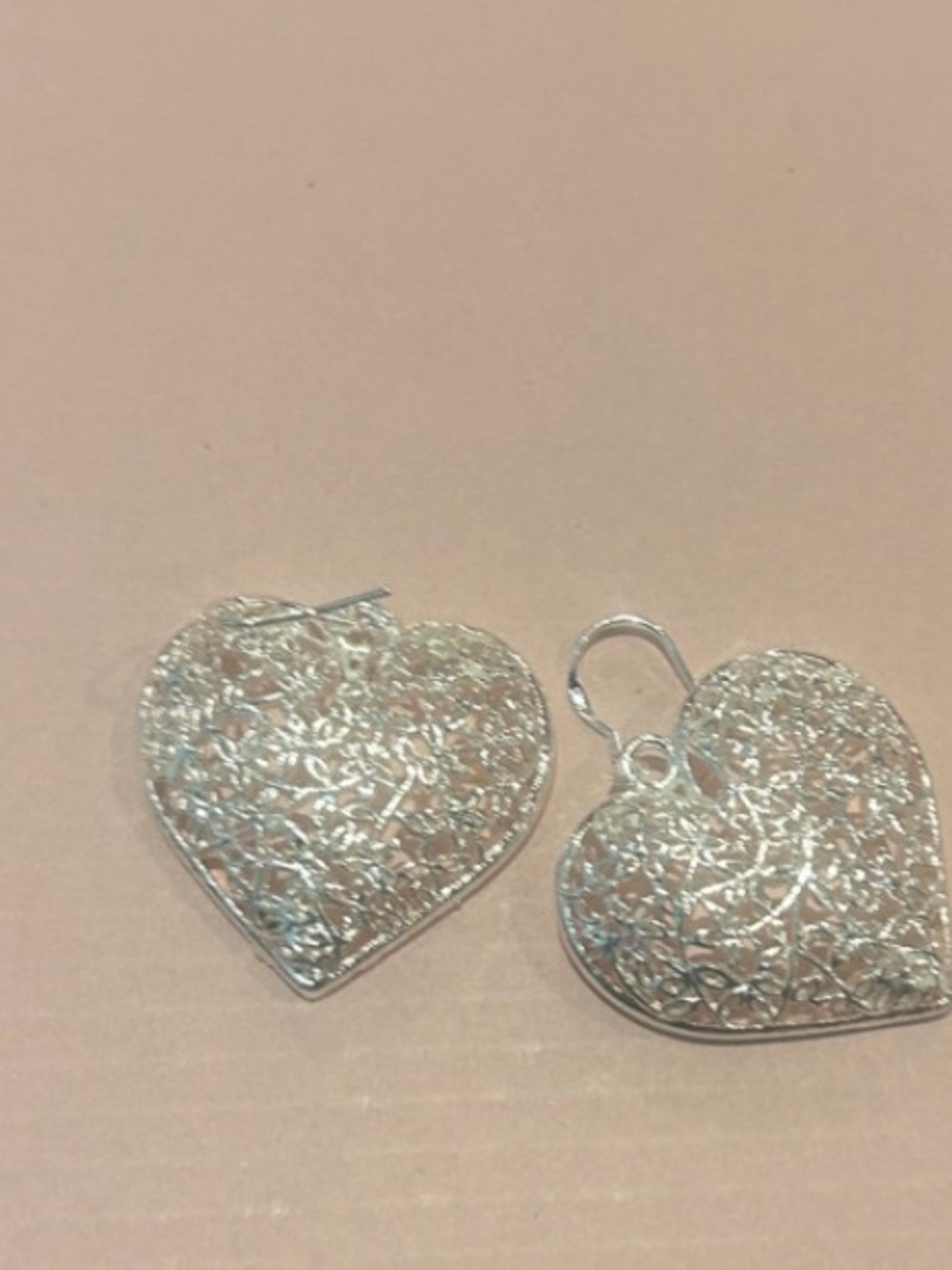 Silver Filigree Heart Drop Earrings - Elegant Women's Jewelry